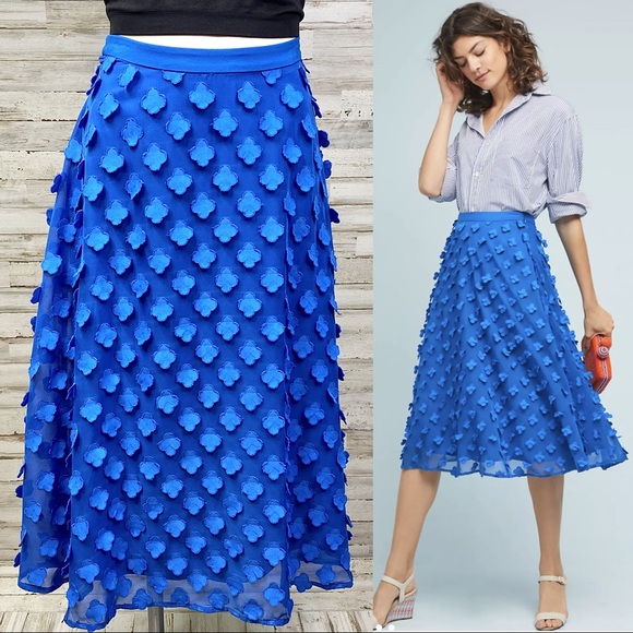 Anthropologie Dresses & Skirts - Anthropologie Maeve Alice Textured Blue Skirt 4